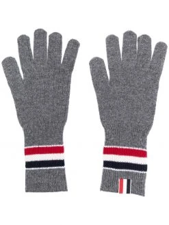 Thom Browne merino wool stripe rib gloves
