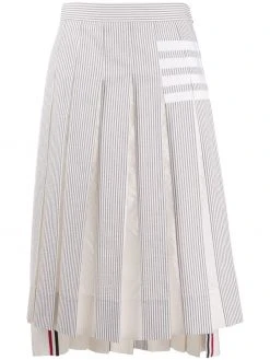 Thom Browne pleat-detail seersucker skirt