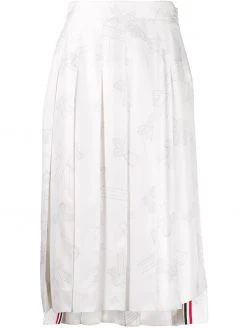 Thom Browne ribbons print pleated skirt