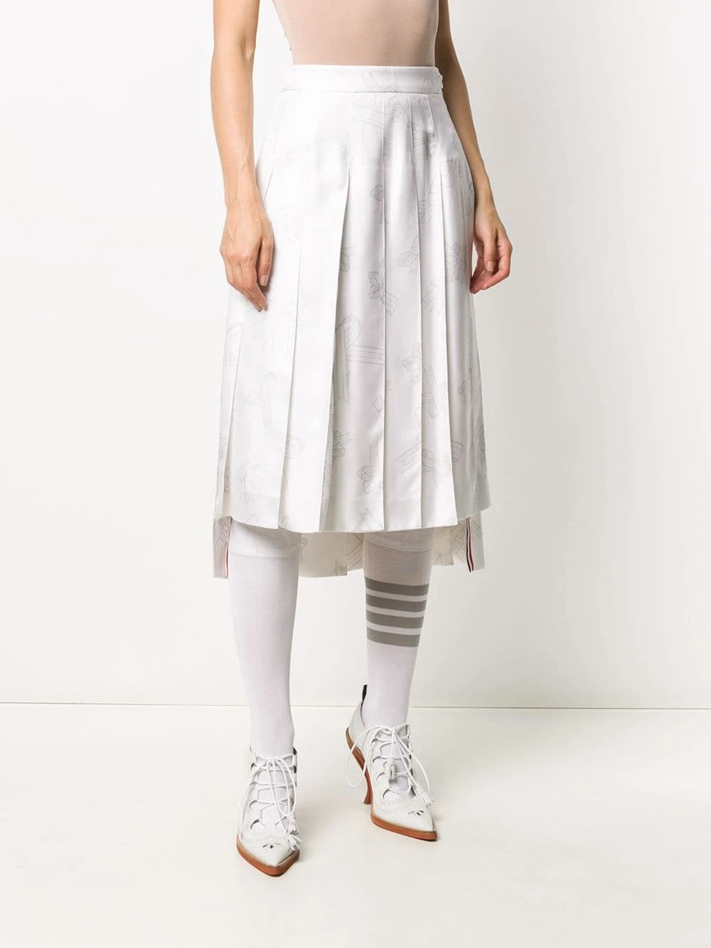 Best Pirce ❤️ Thom Browne Ribbons print pleated skirt pleated skirts of women ✨ 3 Thom Browne ribbons print pleated skirt