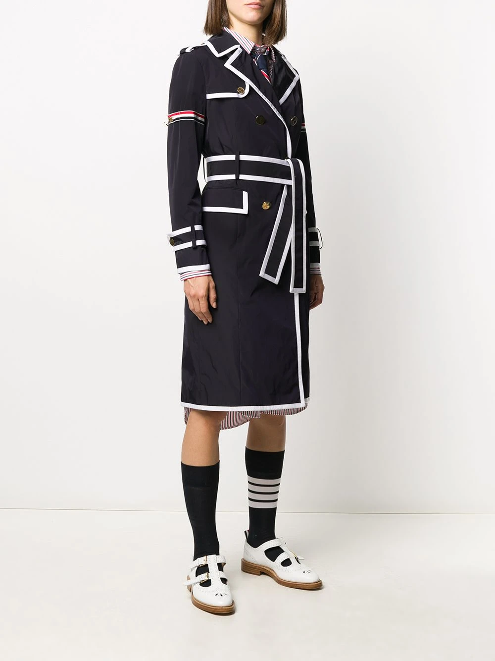 Outlet π Thom Browne Contrast trim trench coat trench coats & raincoats of women π₯° 3 Thom Browne contrast-trim trench coat