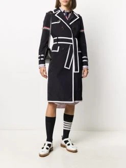 Thom Browne contrast-trim trench coat