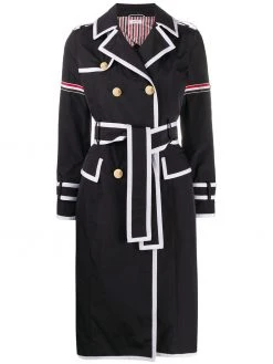 Thom Browne contrast-trim trench coat