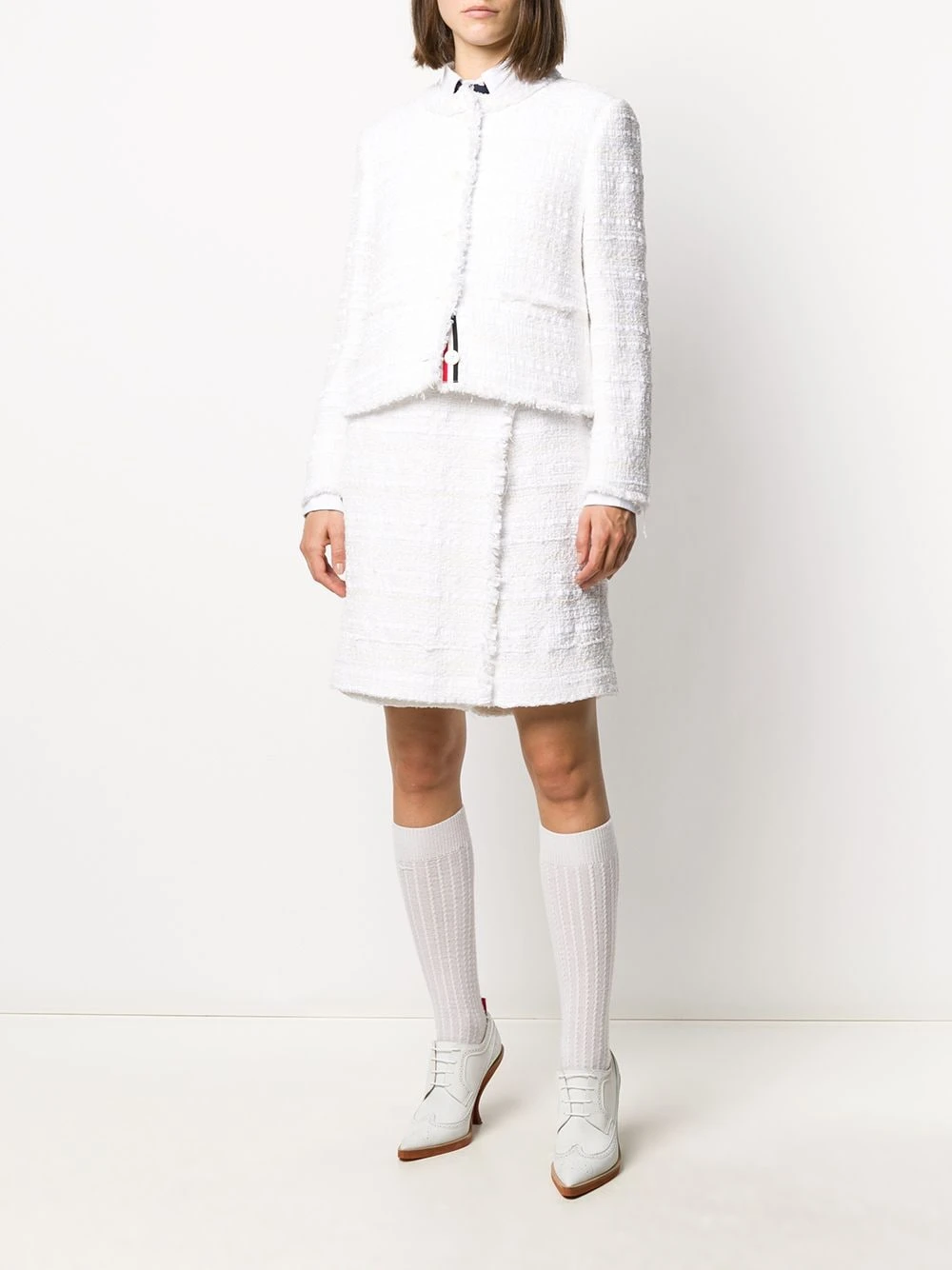 Outlet π Thom Browne Frayed tweed wrap shorts knee-length shorts of women βοΈ 2 Thom Browne frayed tweed wrap shorts