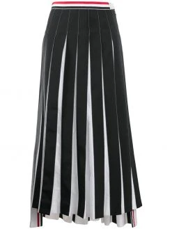 Thom Browne RWB-detail pleated ankle-length skirt