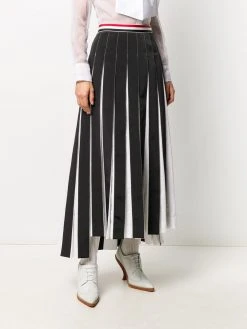 Thom Browne RWB-detail pleated ankle-length skirt