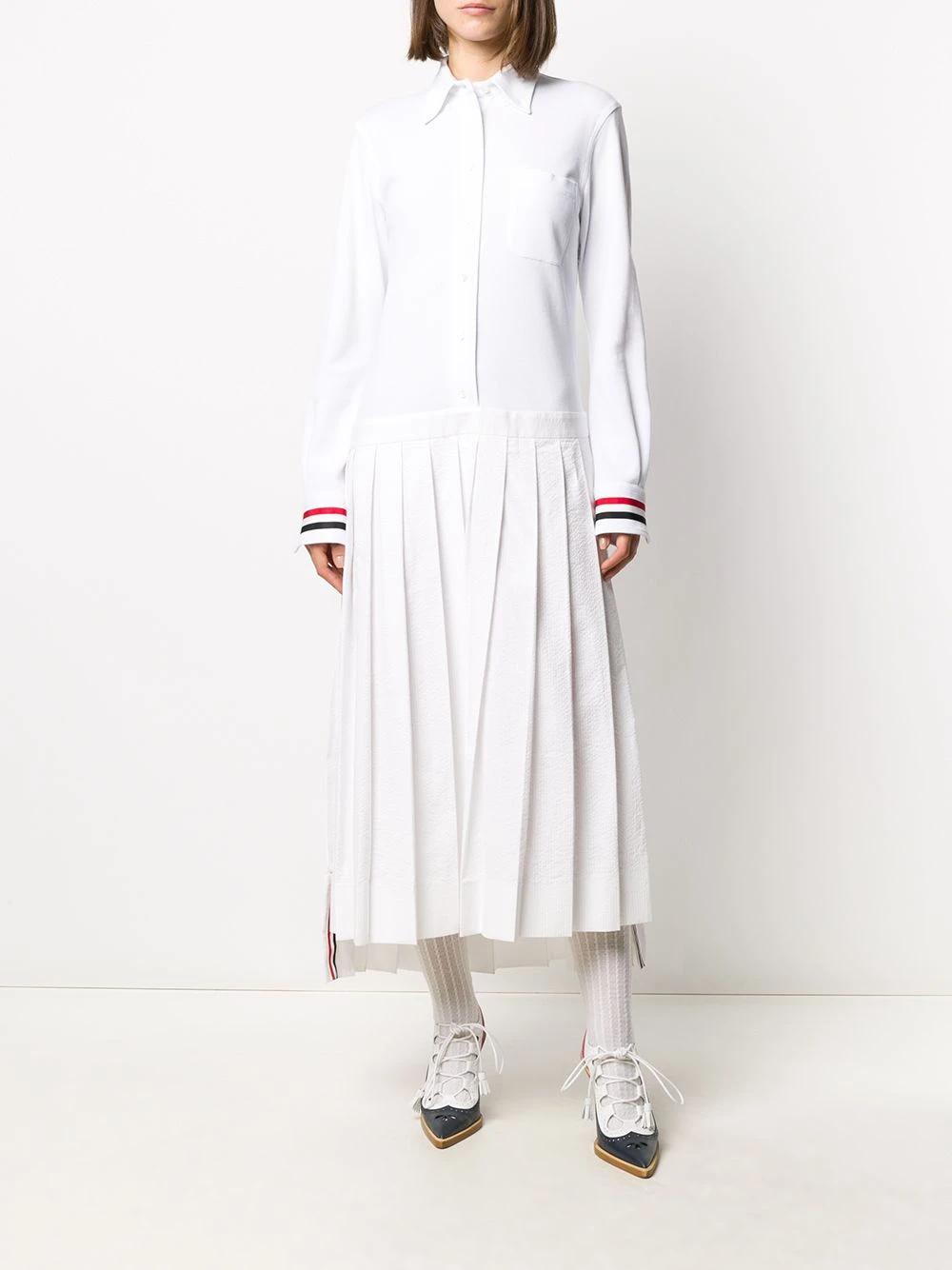 Outlet 👏 Thom Browne Pleat detail shirt dress day✨ dresses of women ✔️ 2 Thom Browne pleat-detail shirt dress