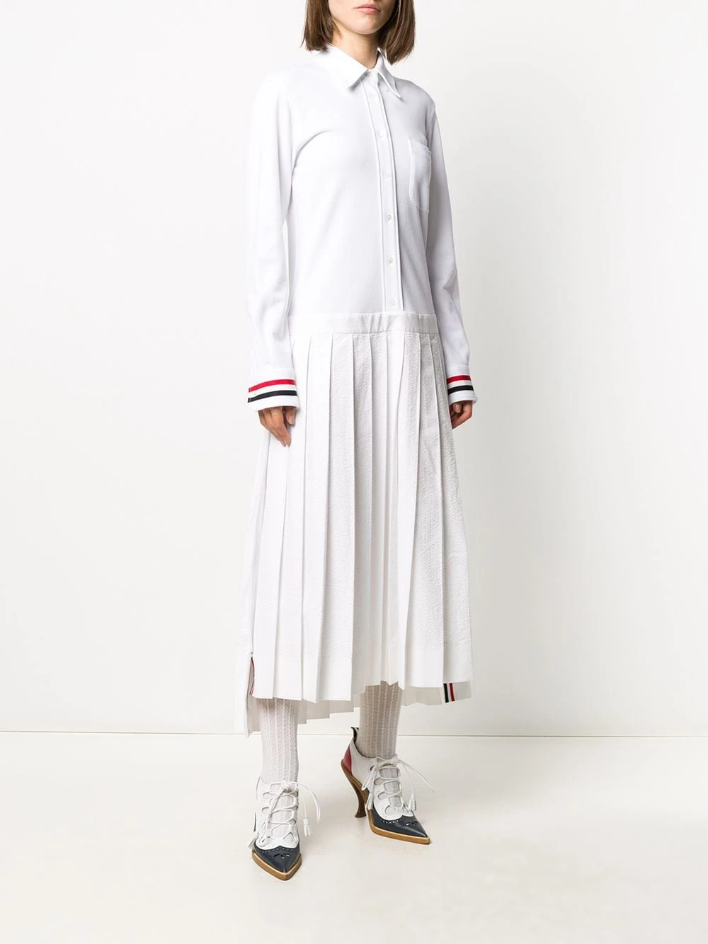 Outlet 👏 Thom Browne Pleat detail shirt dress day✨ dresses of women ✔️ 3 Thom Browne pleat-detail shirt dress
