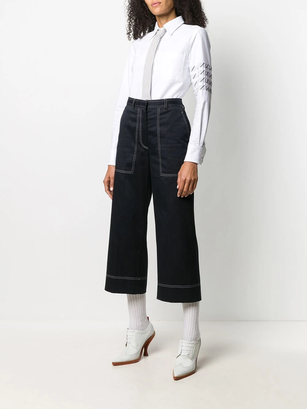 Cheap π Thom Browne 4 Bar stripe long sleeve shirt shirts of women π 2 Thom Browne 4-Bar stripe long-sleeve shirt