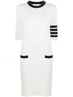 Thom Browne Hector four-bar stripe midi dress
