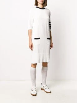 Thom Browne Hector four-bar stripe midi dress