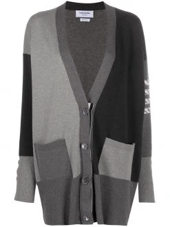 Thom Browne Funmix 4-Bar stripe cardi-coat