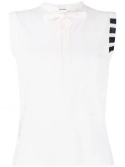 Thom Browne 4-Bar stripe tie crew neck top