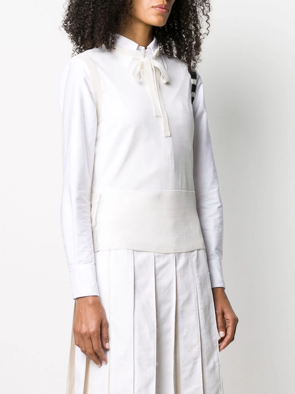 Deals ⌛ Thom Browne 4 Bar stripe tie crew neck top knitted tops of women ✨ 3 Thom Browne 4-Bar stripe tie crew neck top