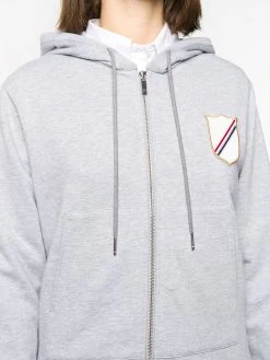 Thom Browne patch-detail zip-up hoodie
