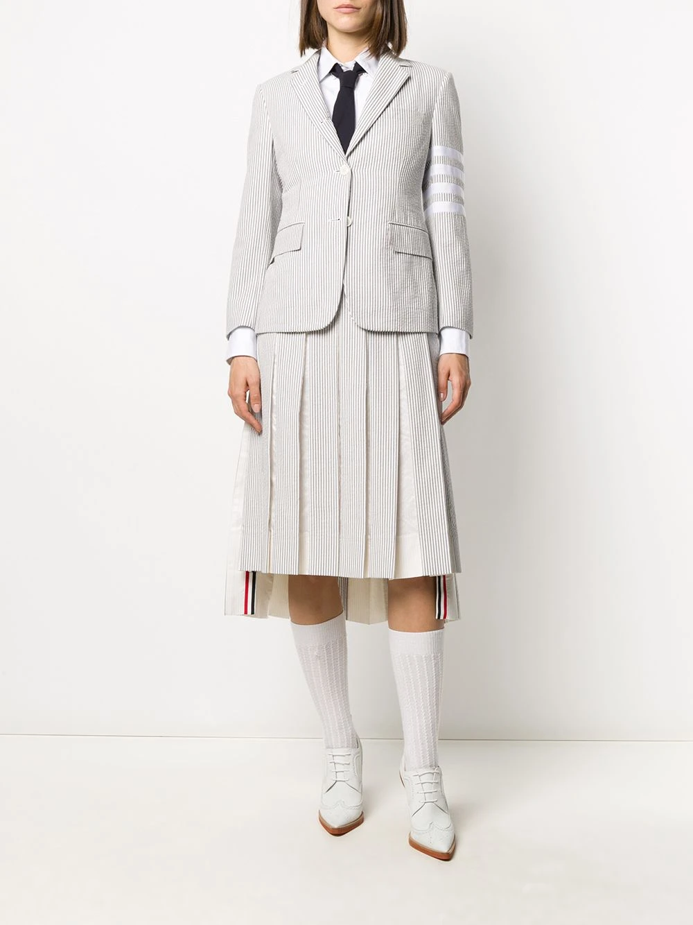 Best Pirce ⌛ Thom Browne 4 Bar stripe seersucker sportcoat blazers of women ⭐ 2 Thom Browne 4-Bar stripe seersucker sportcoat