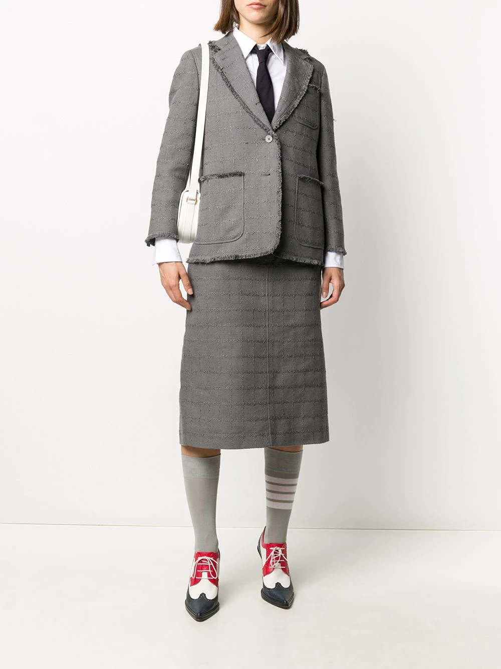 Best Sale β€οΈ Thom Browne Windowpane tweed sack skirt straight skirts of women π 2 Thom Browne windowpane-tweed sack skirt