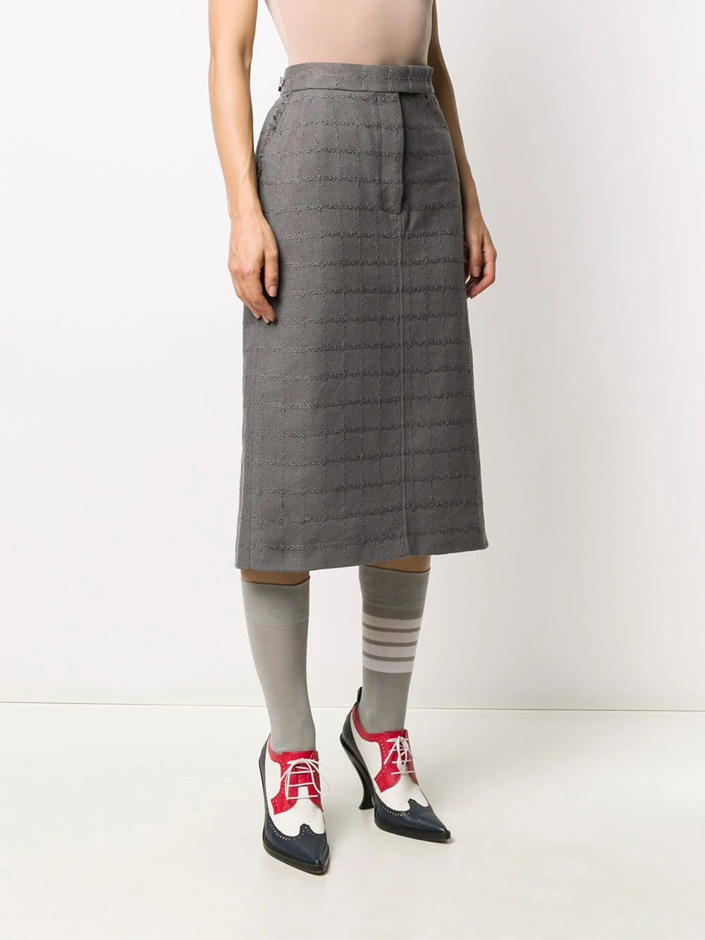 Best Sale β€οΈ Thom Browne Windowpane tweed sack skirt straight skirts of women π 3 Thom Browne windowpane-tweed sack skirt