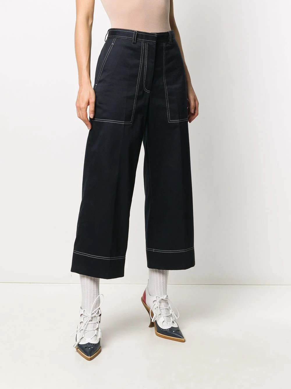 Discount ❤️ Thom Browne Stitching detail cropped trousers cropped pants of women ⭐ 3 Thom Browne stitching-detail cropped trousers
