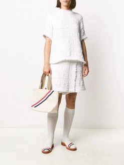 Thom Browne box-pleat detail tweed blouse