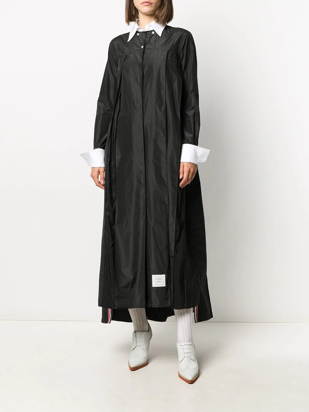 Promo π Thom Browne Contrasting collar pleated shirt dress day dresses of women 𧨠2 Thom Browne contrasting-collar pleated shirt dress