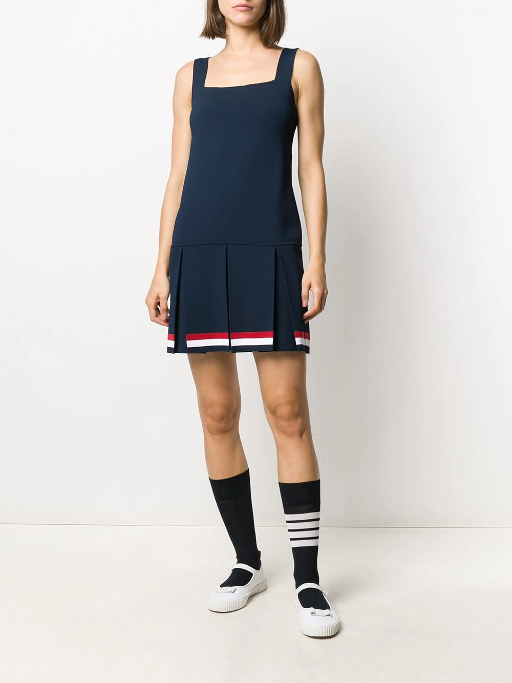 Wholesale 🎁 Thom Browne RWB stripe pleated dress day⌛ dresses of women ✨ 2 Thom Browne RWB-stripe pleated dress