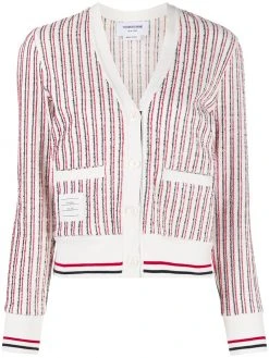 Thom Browne RWB-stripe tweed cardigan