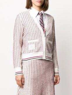 Thom Browne RWB-stripe tweed cardigan