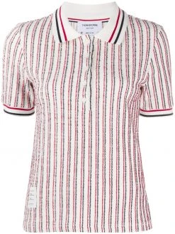 Thom Browne RWB-stripe tweed polo top