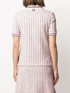 Thom Browne RWB-stripe tweed polo top