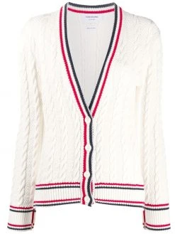 Thom Browne cable knit V-neck cardigan