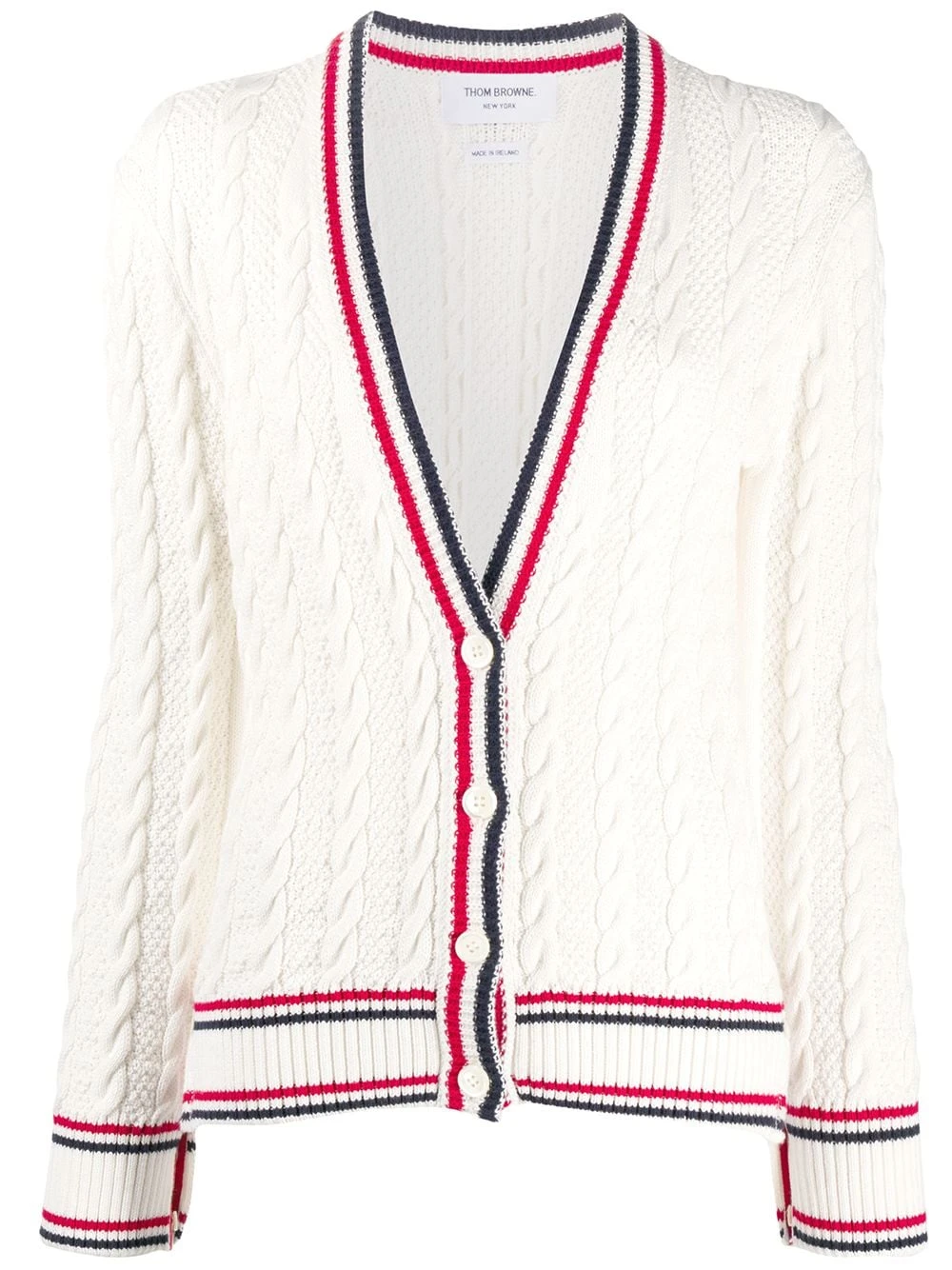 New ⌛ Thom Browne Cable knit V neck cardigan cardigans of women 😉 1 Thom Browne cable knit V-neck cardigan