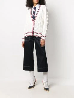 Thom Browne cable knit V-neck cardigan