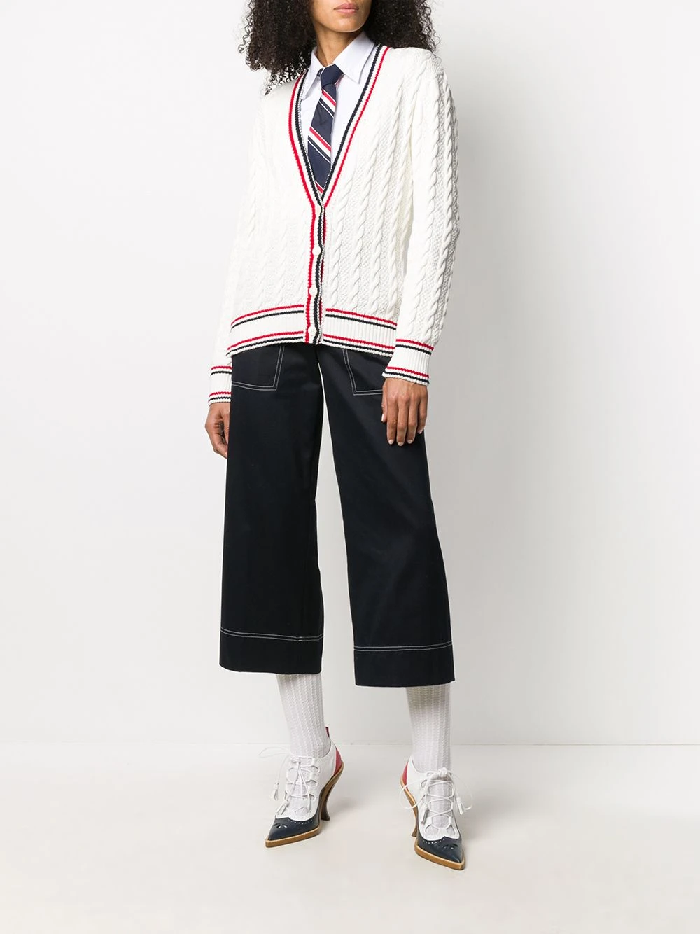 New ⌛ Thom Browne Cable knit V neck cardigan cardigans of women 😉 2 Thom Browne cable knit V-neck cardigan
