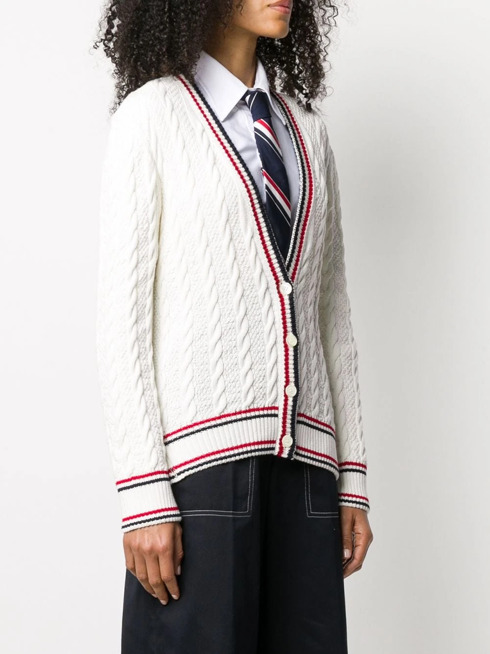 New ⌛ Thom Browne Cable knit V neck cardigan cardigans of women 😉 3 Thom Browne cable knit V-neck cardigan