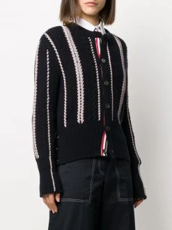 Outlet ๐ Thom Browne RWB cable knitted crew neck cardigan cardigans of women ๐คฉ 7 Thom Browne RWB-cable knitted crew neck cardigan