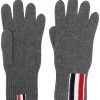 Thom Browne stripe detail knitted gloves