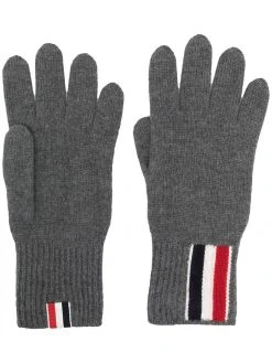 Thom Browne stripe detail knitted gloves