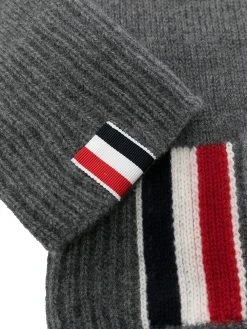Thom Browne stripe detail knitted gloves