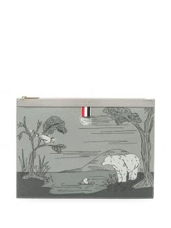 Thom Browne illustration-print clutch bag