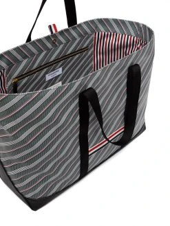 Cheap β Thom Browne Striped leather trim tote bag tote bags of men π€© 9 Thom Browne striped leather-trim tote bag