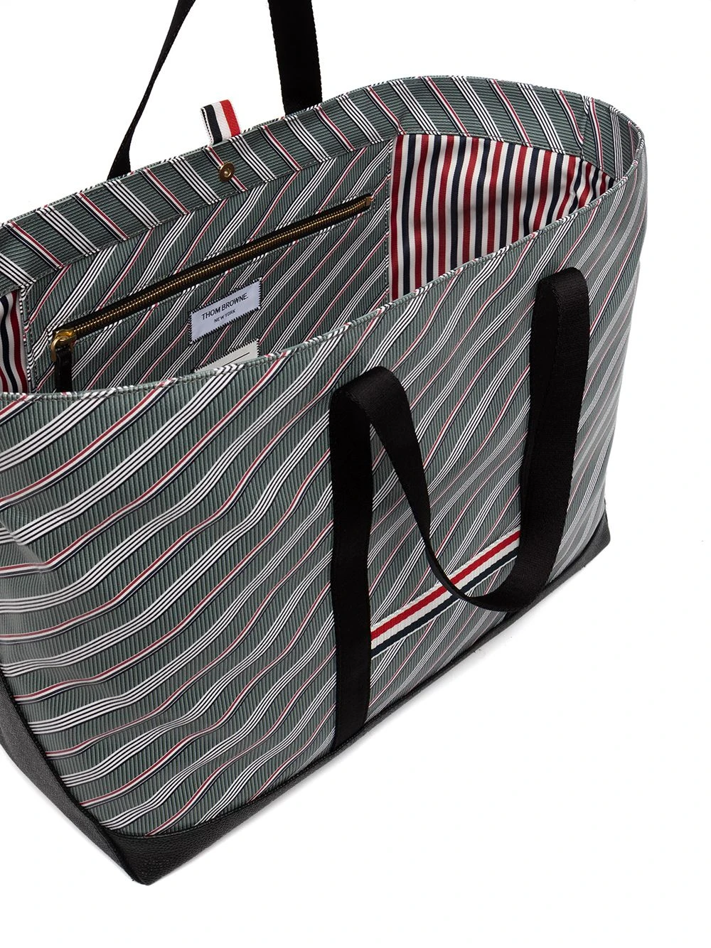 Cheap β Thom Browne Striped leather trim tote bag tote bags of men π€© 5 Thom Browne striped leather-trim tote bag