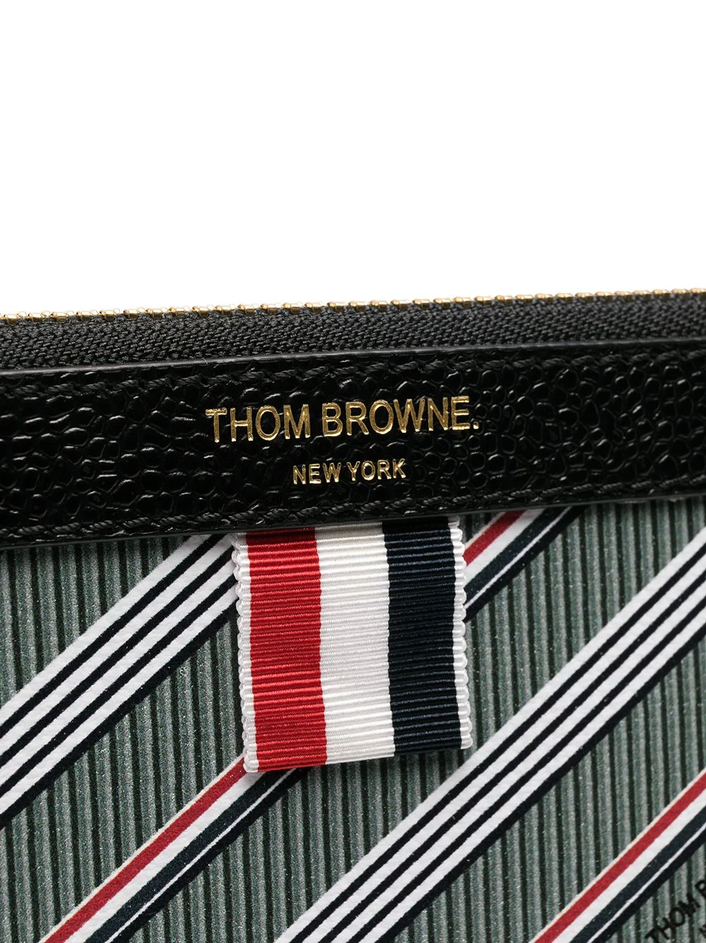 Budget ❤️ Thom Browne Striped logo print pouch clutch bags of men ⌛ 4 Thom Browne striped logo-print pouch