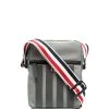 Thom Browne 4-Bar stripe canvas messenger bag