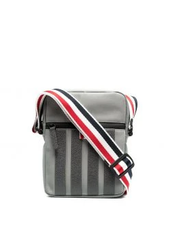 Thom Browne 4-Bar stripe canvas messenger bag