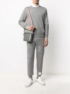 Thom Browne 4-Bar stripe canvas messenger bag