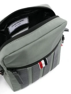Thom Browne 4-Bar stripe canvas messenger bag