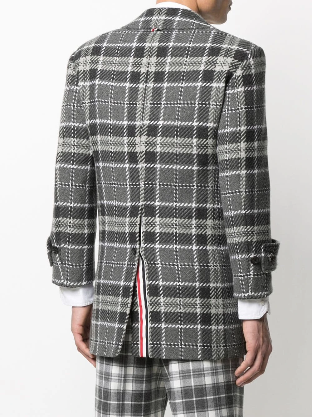 Flash Sale π Thom Browne Check cashmere single breasted coat single breasted coats of men π― 4 Thom Browne check cashmere single-breasted coat