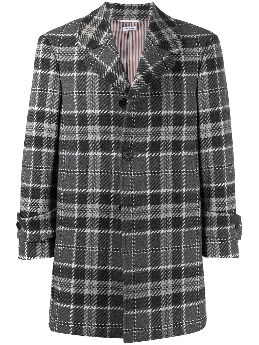 Flash Sale π Thom Browne Check cashmere single breasted coat single breasted coats of men π― 1 Thom Browne check cashmere single-breasted coat
