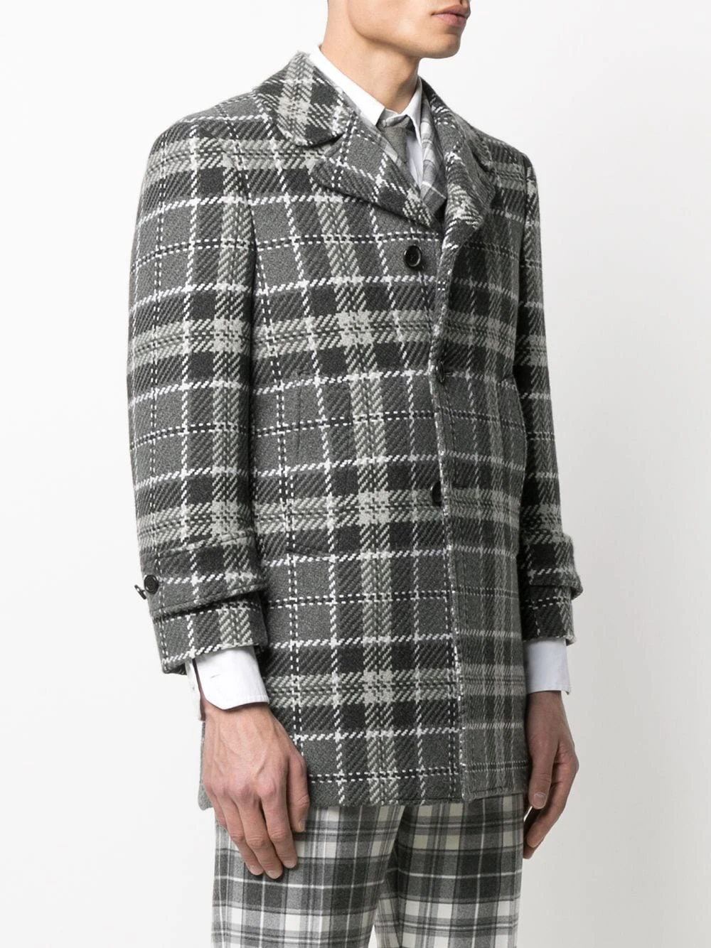 Flash Sale π Thom Browne Check cashmere single breasted coat single breasted coats of men π― 3 Thom Browne check cashmere single-breasted coat